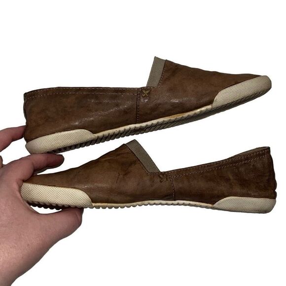 Frye Melanie Distressed Leather Loafers Light Brown Slip On Womens Sz 7.5 READ - Picture 6 of 11